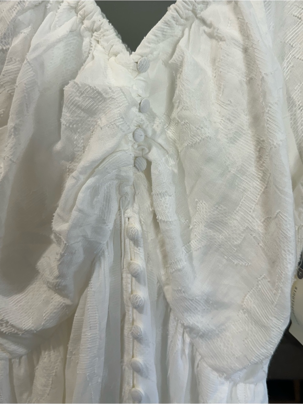 Anthropologie White Puff-Sleeve Button-Front Maxi Dress - Picture 2 of 3